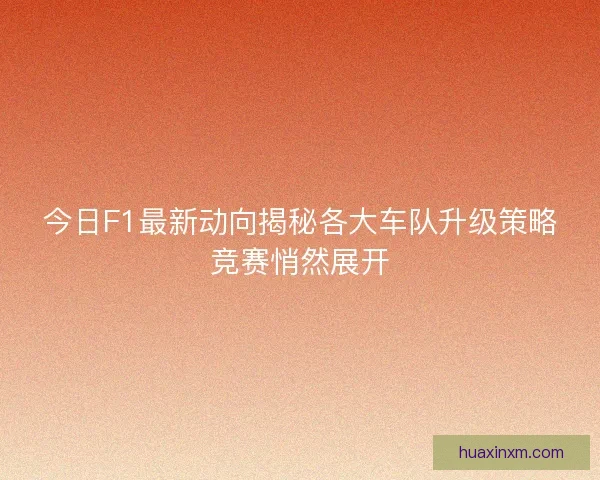 今日F1最新动向揭秘各大车队升级策略竞赛悄然展开