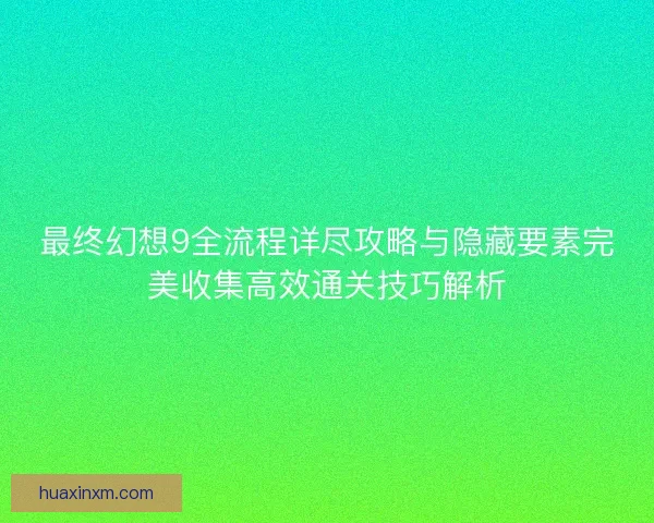 最终幻想9全流程详尽攻略与隐藏要素完美收集高效通关技巧解析