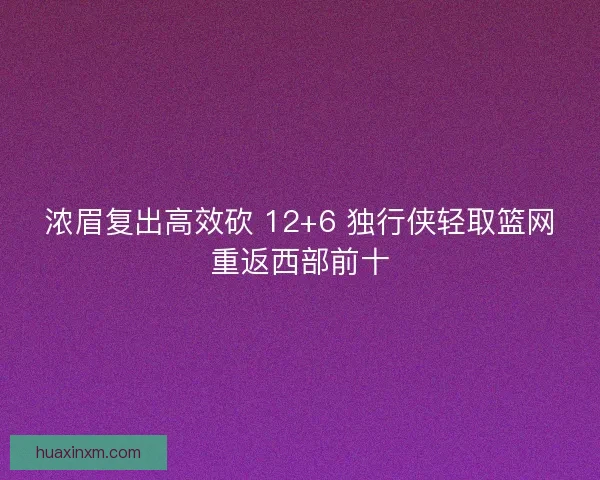浓眉复出高效砍 12+6 独行侠轻取篮网重返西部前十