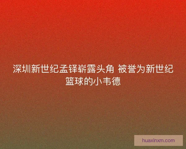深圳新世纪孟铎崭露头角 被誉为新世纪篮球的小韦德